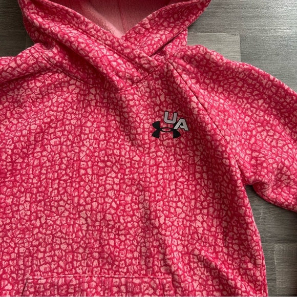 Under Armour Girls Pink Rival Fleece Print Hoodie M - Picture 2 of 6